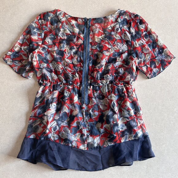 Red and Navy Sheer Floral Blouse ASO Alex Russo - Picture 3 of 6